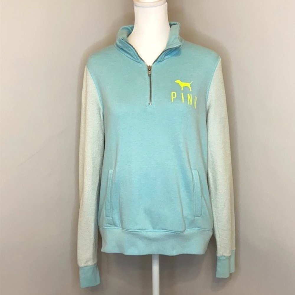 PINK Victoria's Secret 1/4 Zip Mock Neck Sweatshirt in Mint 💙